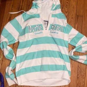 Blue and white striped hoodie